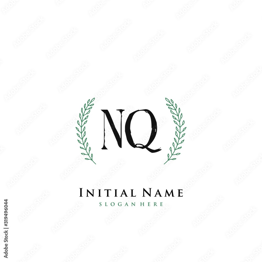 NQ Initial handwriting logo vector NQ Initial handwriting logo vector