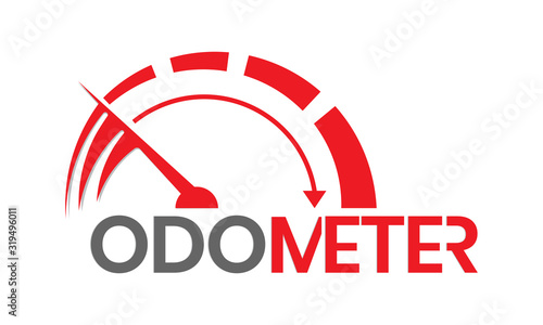 Fast acceleration odometer logo isolated on white background.