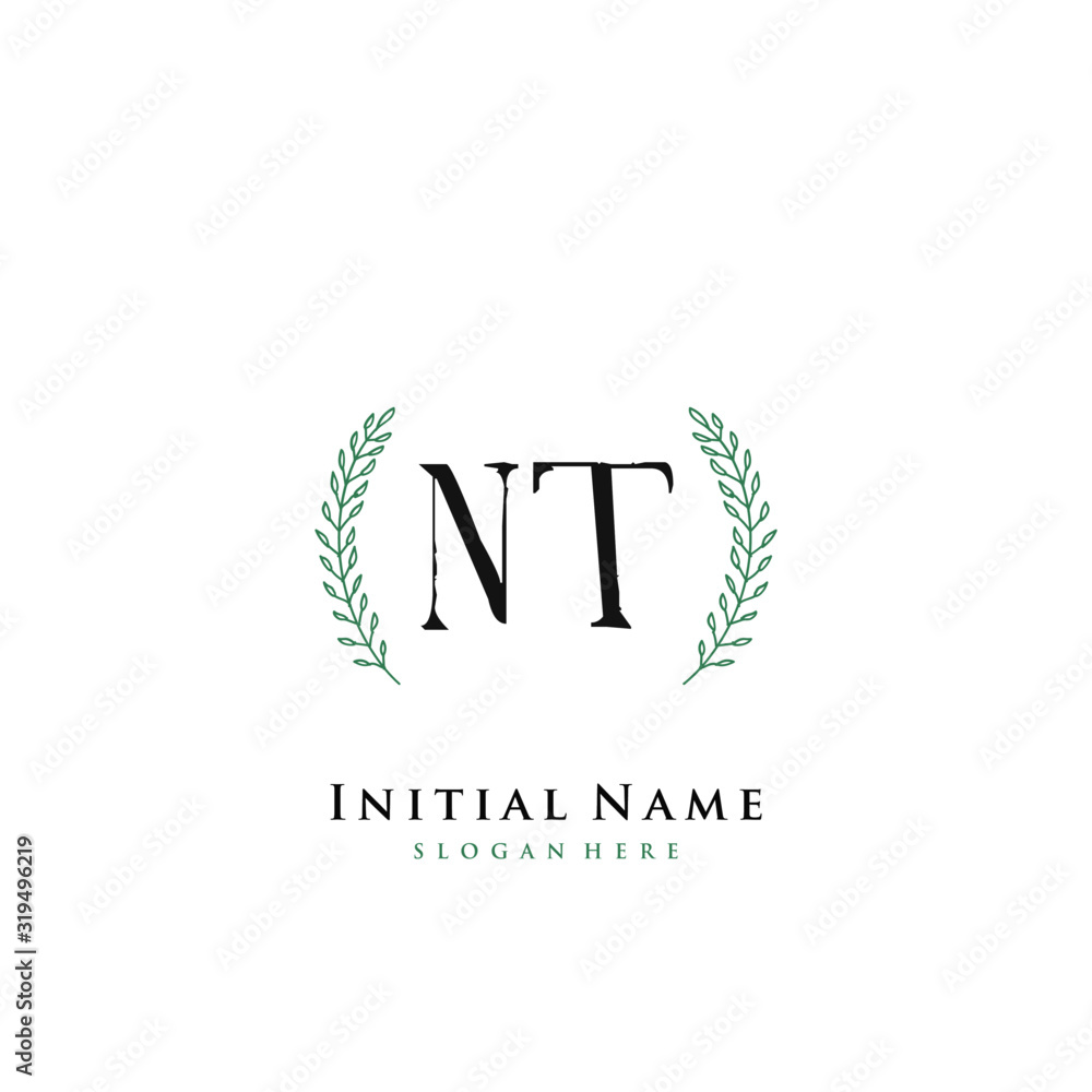 NT Initial handwriting logo vector NT Initial handwriting logo vector