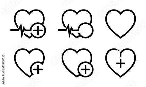 Heart icon in the line art design for the website. Symbol of Medicine. Medical health care sign. The concept of love passion. Heart shape. Romantic style.