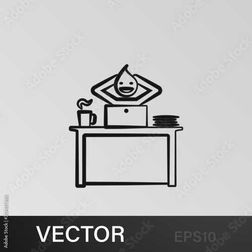 Office man coffee and notebook outline icon. Element of office life illustration. Premium quality graphic design icon. Signs and symbols collection icon for websites, mobile app