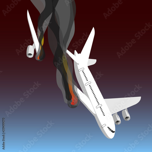 Crash, catastrophe of a passenger plane, airliner