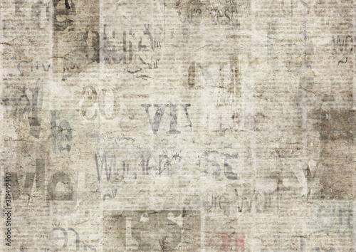 Newspaper with old grunge vintage unreadable paper texture background