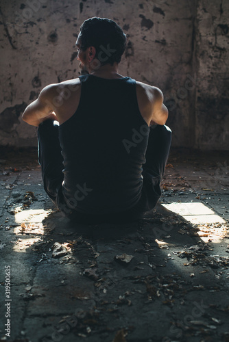 Athletic Young Man Resting After Workout.