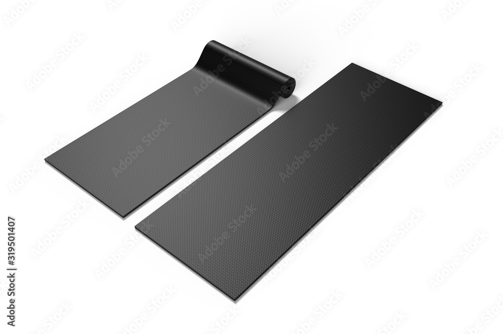 Blank yoga mat for branding, 3d render illustration.