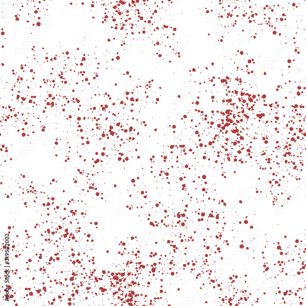 Vector seamless pattern with blood splatters. Halloween background. Red stains on white design.