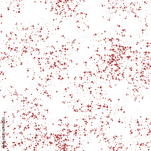 Vector seamless pattern with blood splatters. Halloween background. Red stains on white design.