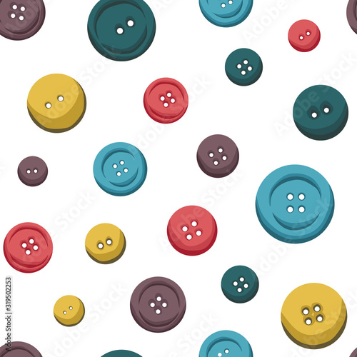 Sewing buttons vector seamless pattern for wrapping paper, fabric, textile.