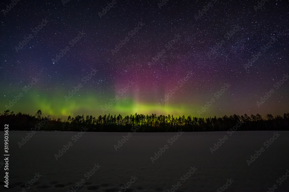 one million stars during the Northern Lights. Sweden. long exposure