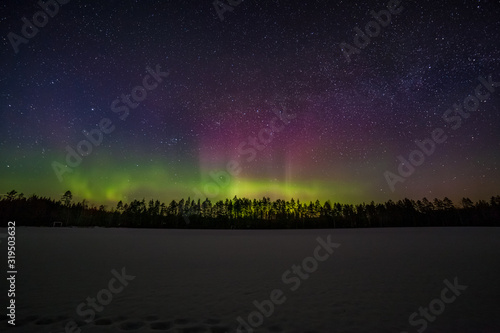 one million stars during the Northern Lights. Sweden. long exposure