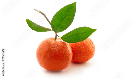 Tangerines with leaves isolated