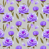 Watercolor illustration. Seamless pattern with bright purple colors. For textiles, Wallpaper, and modern decor.