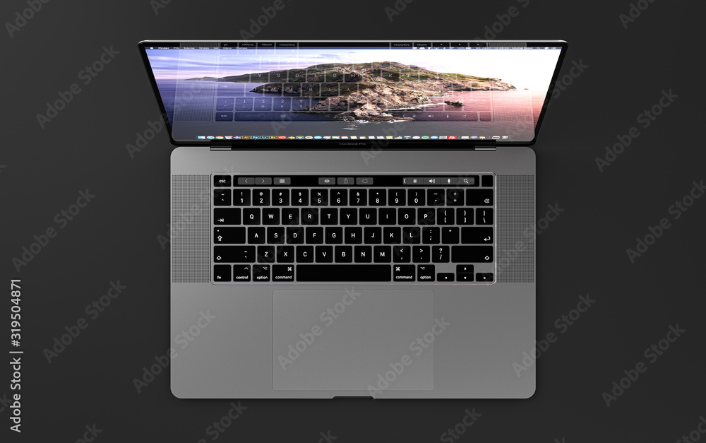 Foto Stock Apple Macbook Pro 16 inch with touchbar - top view | Adobe Stock