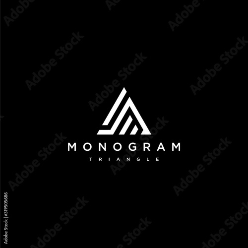 Bold logo design of A and Triangle with dark background - EPS10 - Vector.