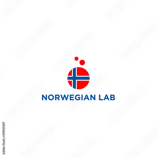 Unique logo design of Norwegian flag and laboratory with white background - EPS10 - Vector.