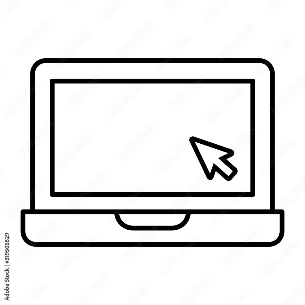 Laptop computer vector icon. Cursor on notebook illustration sign or symbol. Laptop computer vector icon. Cursor on notebook illustration sign or symbol.