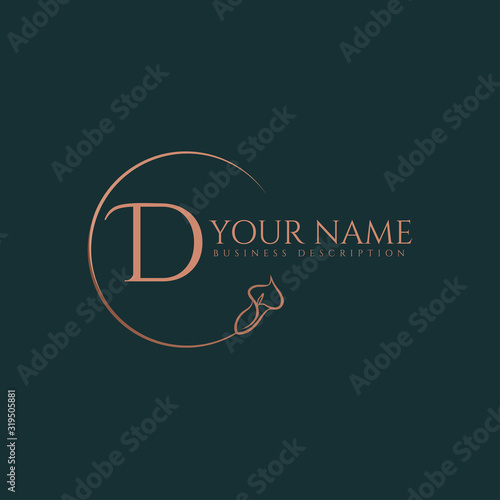 D initial letters of round flower elegant badge logo template photo