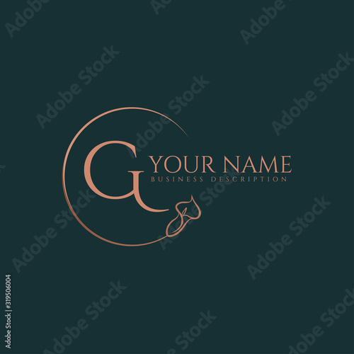 G initial letters of round flower elegant badge logo template