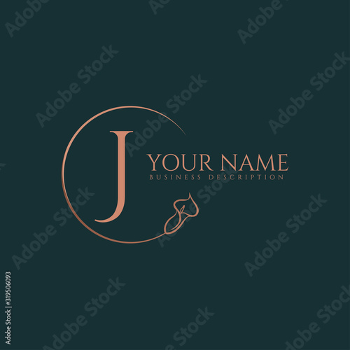 J initial letters of round flower elegant badge logo template
