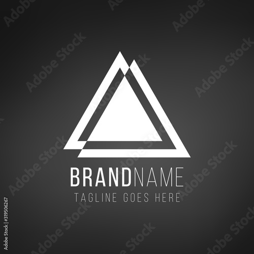 Simple geometri triangle logo design in a modern style. Technology business identity concept. Creative corporate template. Stock Vector illustration isolated on blak background.