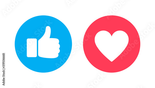 Thumbs up and heart, social media vector icon