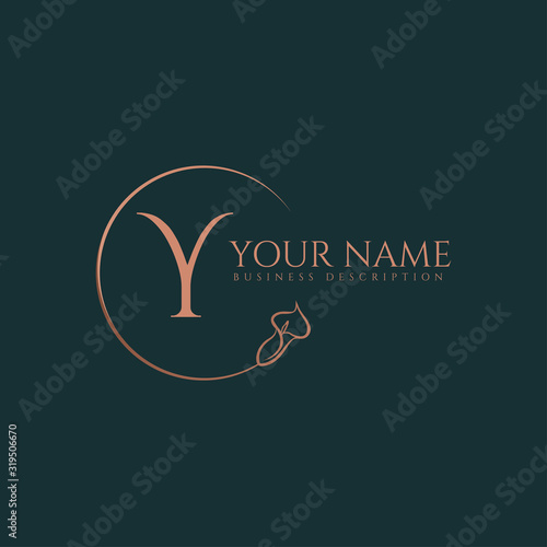 Y initial letters of round flower elegant badge logo template