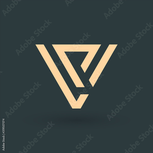 Letters VP or PV, Geometric...