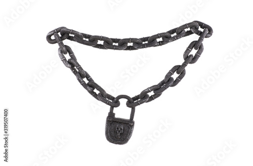 ancient chain for slaves isolated on white background