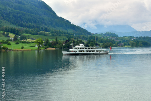 Beautiful lake Lucerne and the chapel bridge