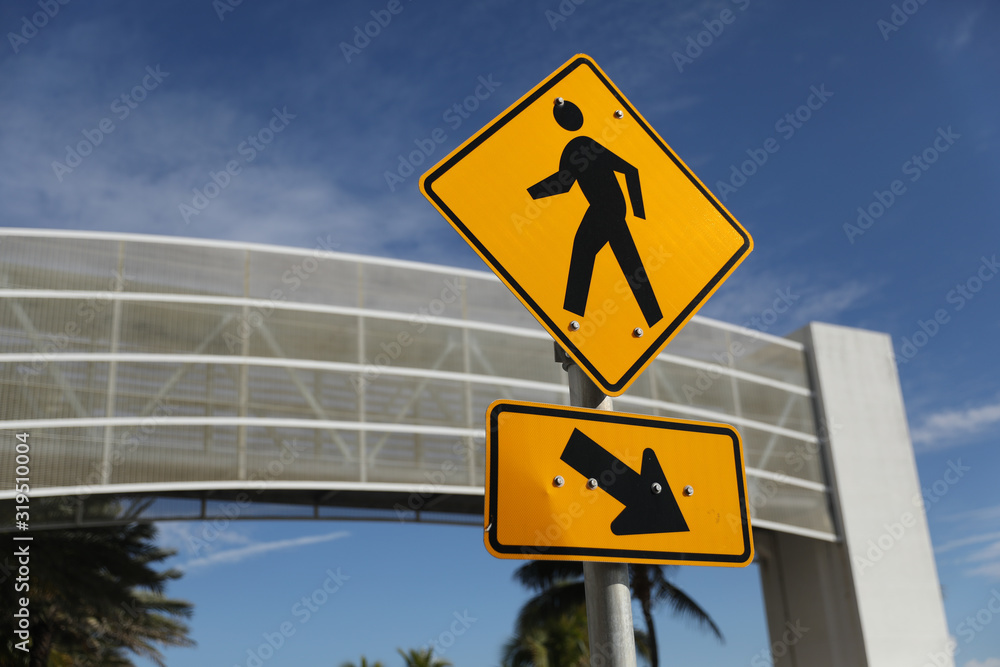 Walk Sign with architectural background