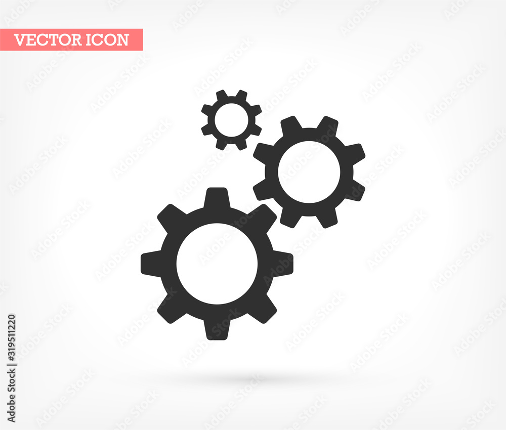 Gears vector icon , lorem ipsum Flat design