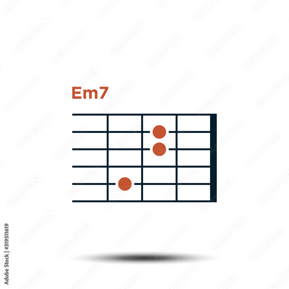 Em7, Basic Guitar Chord Chart Icon Vector Template Stock Vector Adobe