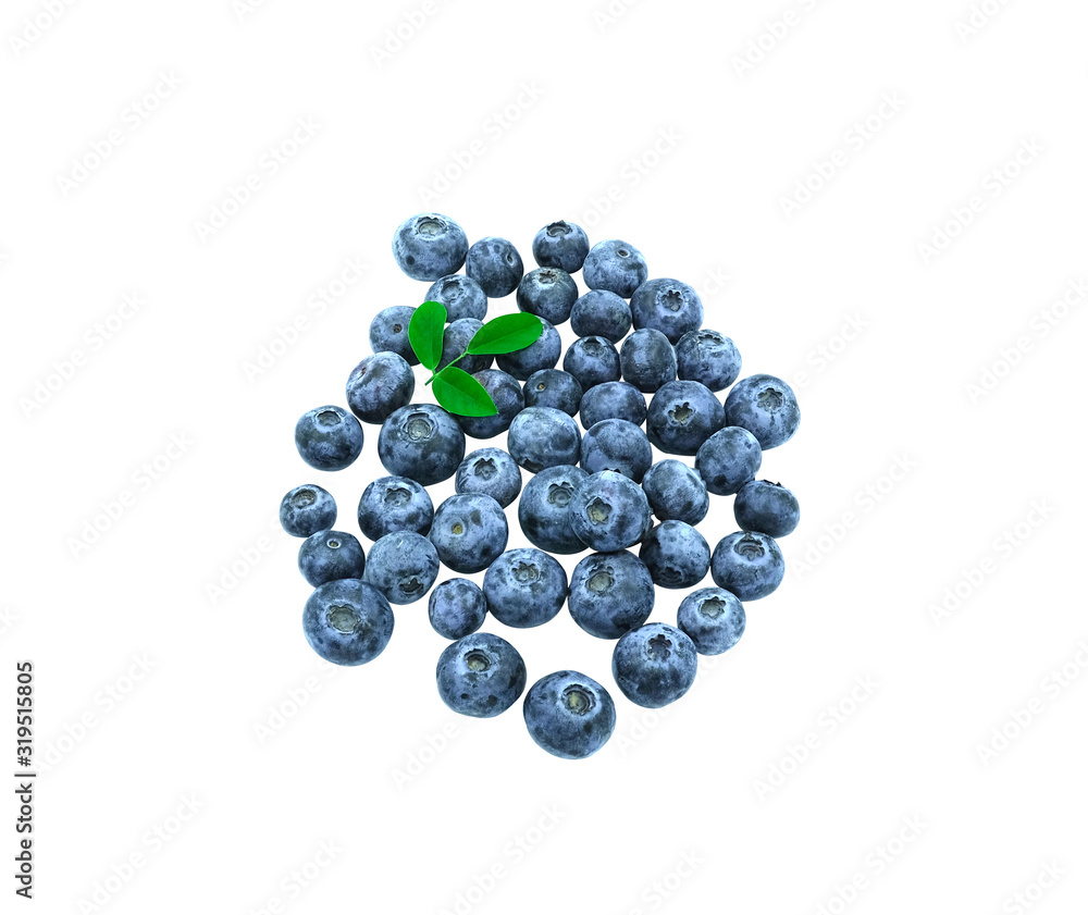 selective fcus in group of blueburry fruit circle shape with green leaf. Isolated on white background with clipping path selective fcus in group of blueburry fruit circle shape with green leaf. Isolated on white background with clipping path