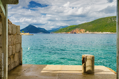 Sunny view of Kotor bay from Lustica peninsula, Montenegro. photo