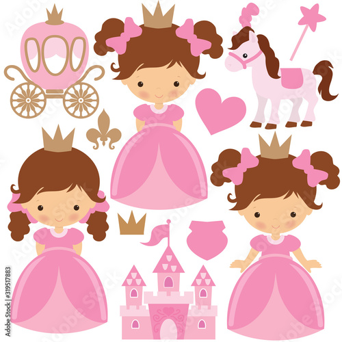 Cute little princess vector cartoon illustration