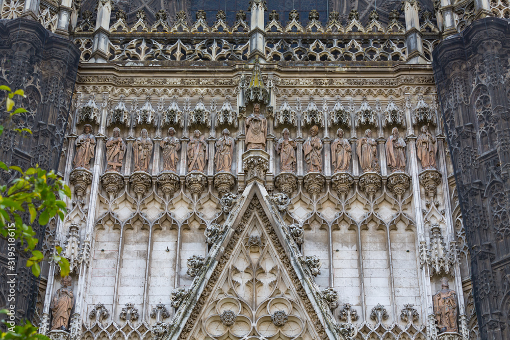 Seville Cathedral facade Closeup view