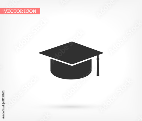 Graduation cap vector icon , lorem ipsum Flat design