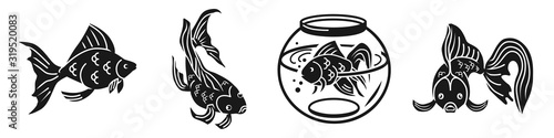 Goldfish icons set. Simple set of goldfish vector icons for web design on white background