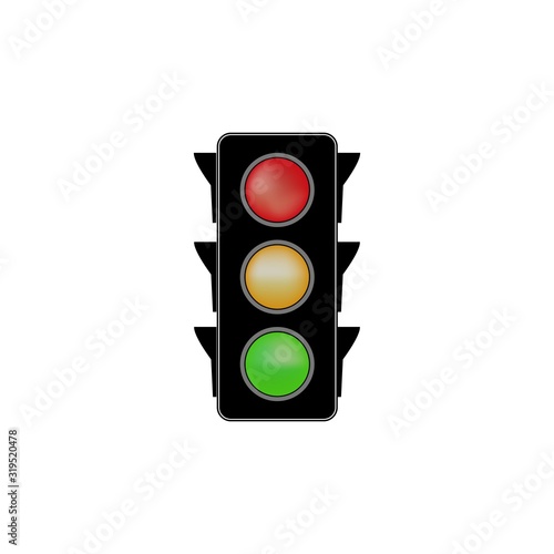 Stoplight sign. Icon traffic light on white background. Symbol regulate movement safety and warning. Electricity semaphore regulate transportation on crossroads urban road. Vector illustration
