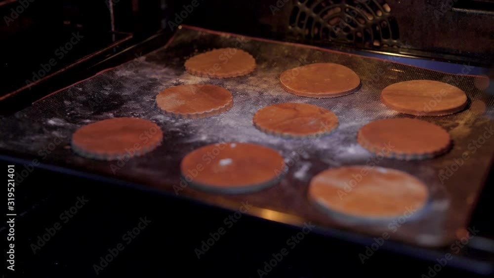 Biscuits or gingerbread are baked in the oven. Biscuits or gingerbread are baked in the oven.