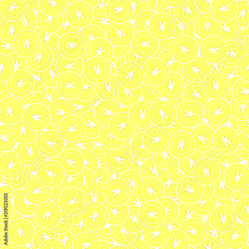Chinese yuan gold coins seamless pattern. Immacula