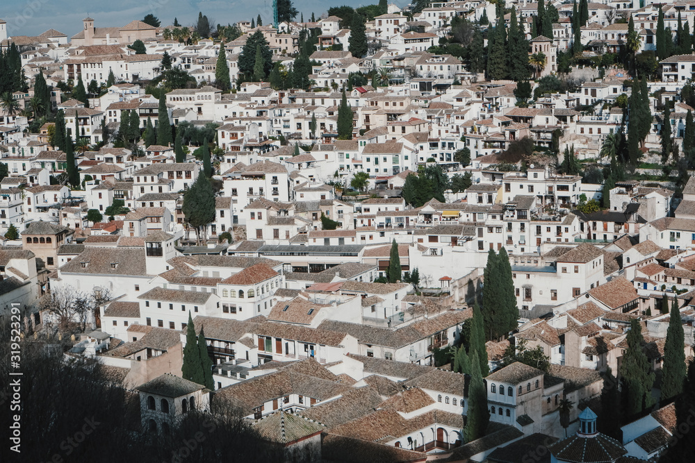 chopped view of a modern city with white houses chopped view of a modern city with white houses