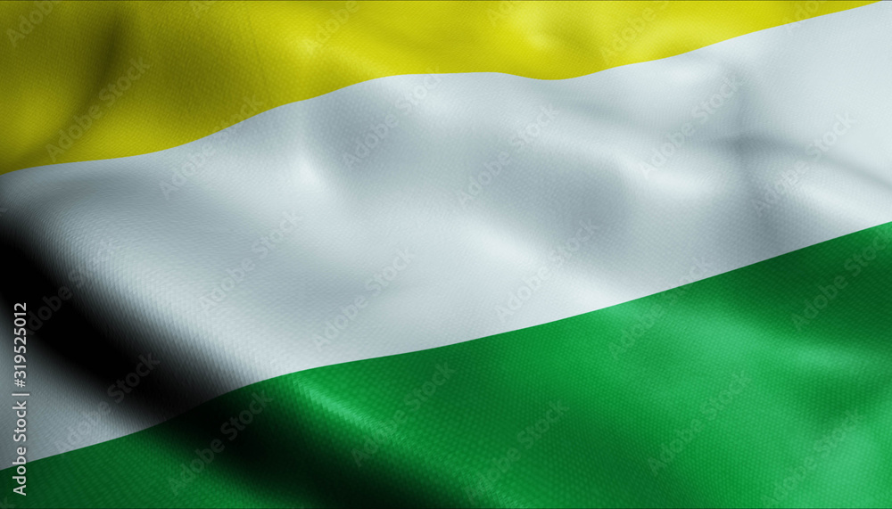 Fototapeta premium 3D Waving Colombia City Flag of Sibundoy Closeup View