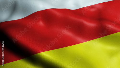 3D Waving Colombia City Flag of Aipe Closeup View