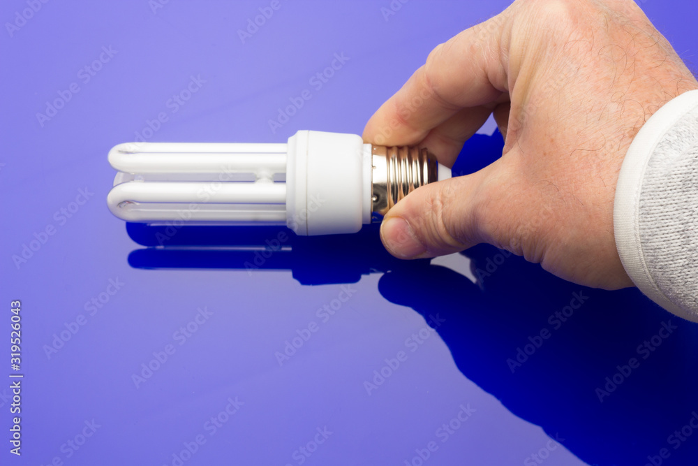Energy saving light bulb and white color, daylight Energy saving light bulb and white color, daylight