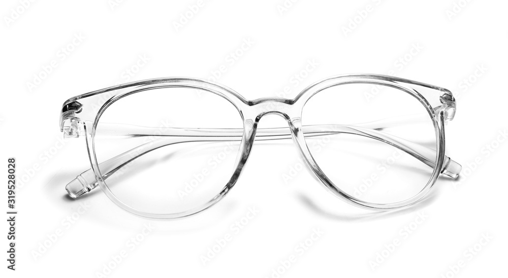 Stylish eyeglasses on white background Stylish eyeglasses on white background
