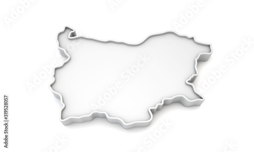 Simple white 3D map of Bulgaria. 3D Rendering