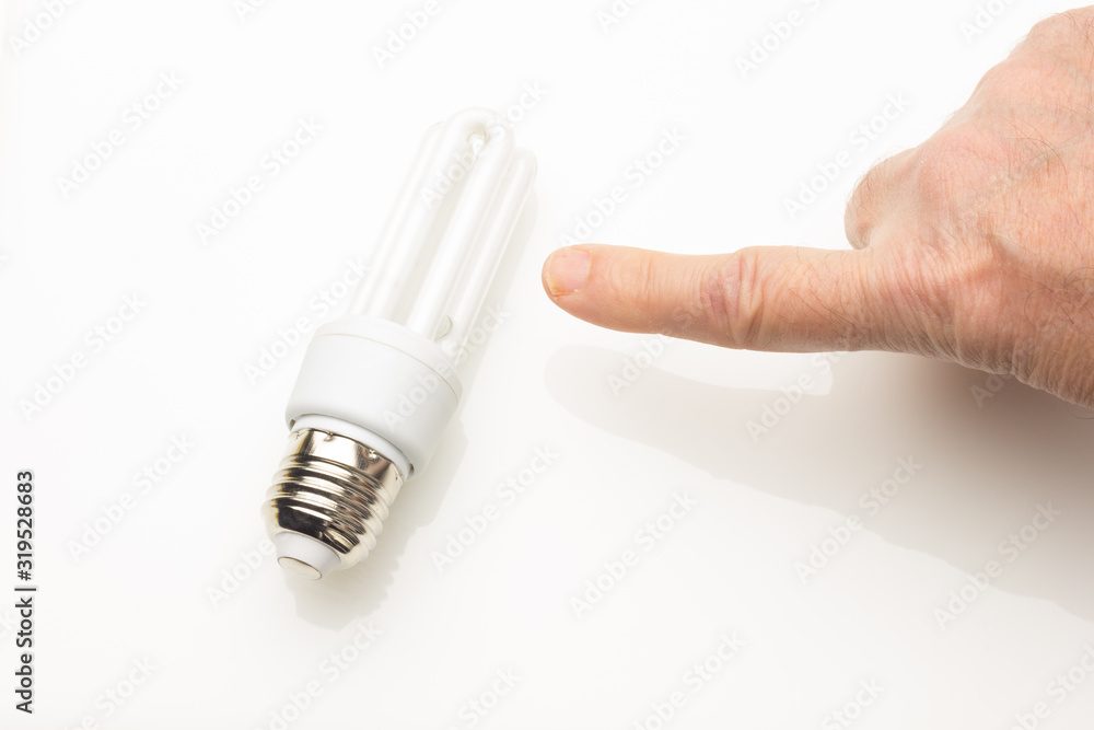 Energy saving light bulb and white color, daylight Energy saving light bulb and white color, daylight