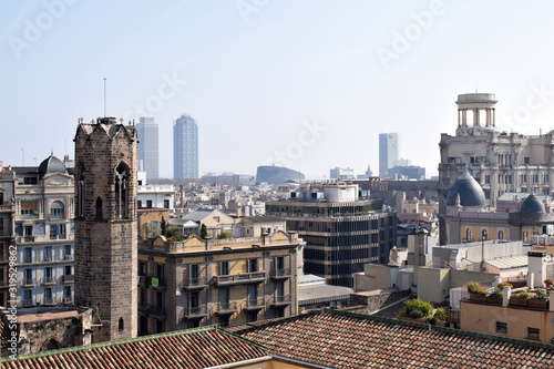 Photography View Across Spanish City Skyline with Towers