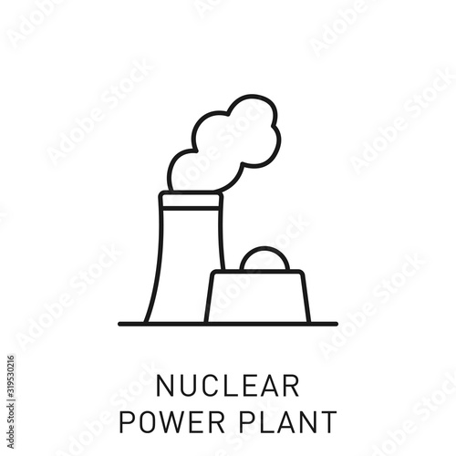 Nuclear power plant thin line icon. Vector illustration.